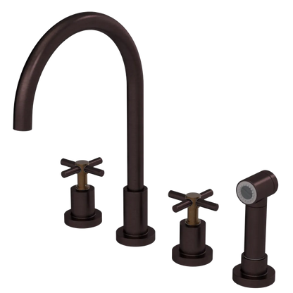 Rubinet Widespread Kitchen Set with LaSalle Spout with Hand Spray Oil Rubbed Bronze