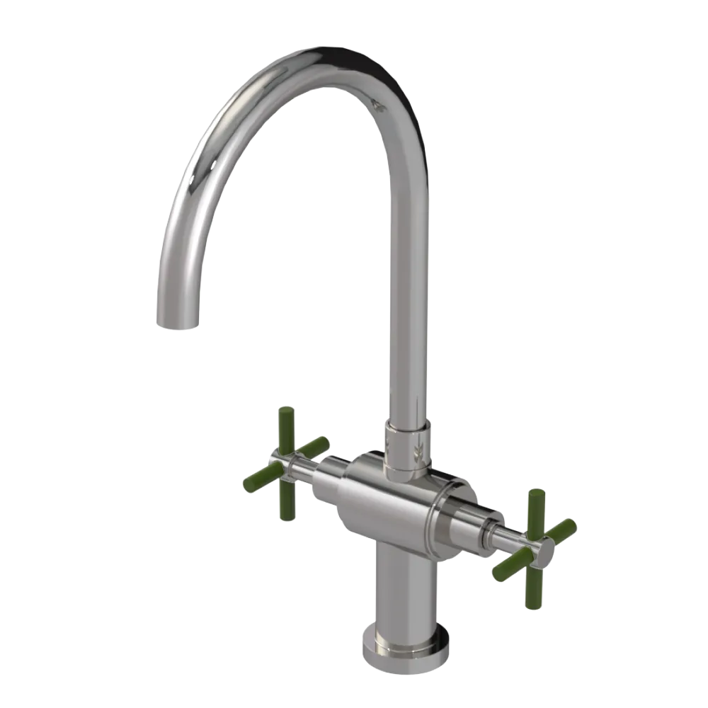 Rubinet Two Handle Single Hole Kitchen Set with LaSalle Spout Polished Nickel