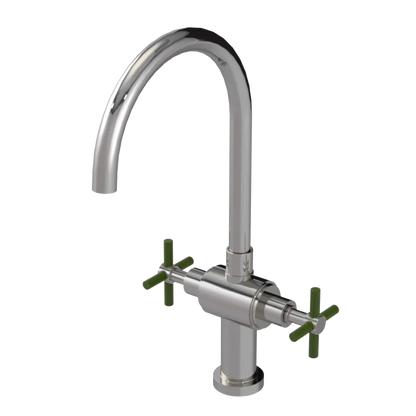 Rubinet Two Handle Single Hole Kitchen Set with LaSalle Spout Polished Nickel