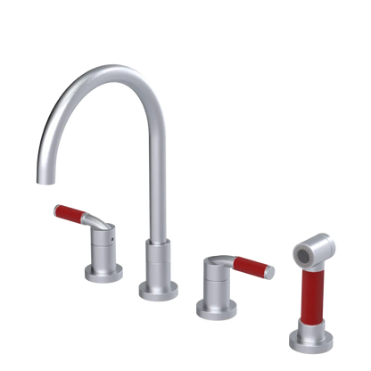 Rubinet Widespread Kitchen Set with Hand Spray Satin Chrome