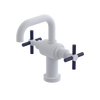 Rubinet Single Hole Dual Handle Lav. Set. (less drain) Matt White