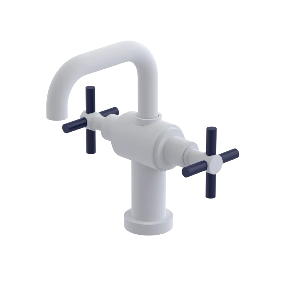 Rubinet Single Hole Dual Handle Lav. Set. (less drain) Matt White
