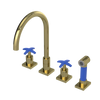 Rubinet Widespread Kitchen Set with Hand Spray Natural Brass