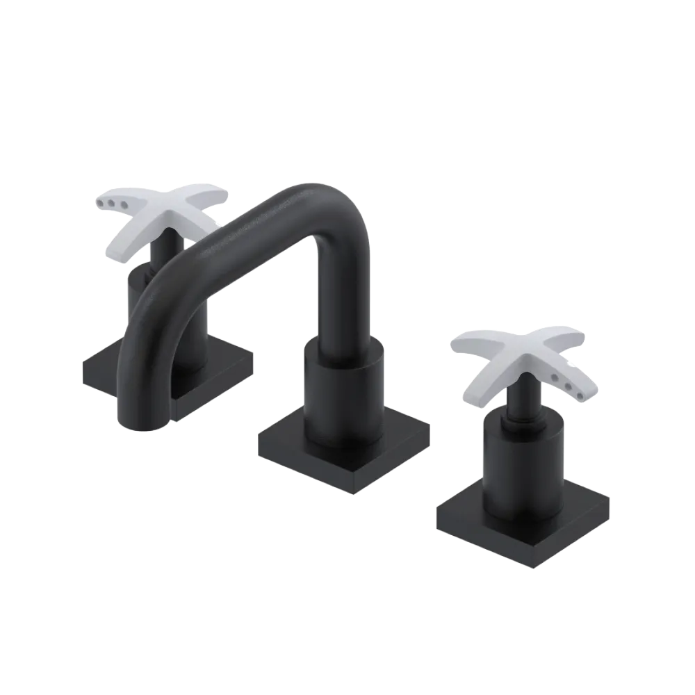 Rubinet Widespread Lav. Set. with Genesis spout (less drain) Matt Black