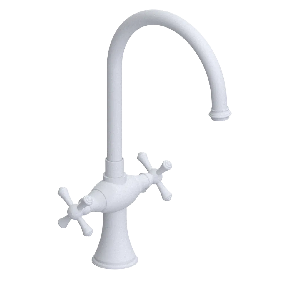 Rubinet Two Handle Single Hole Kitchen Set Matt White