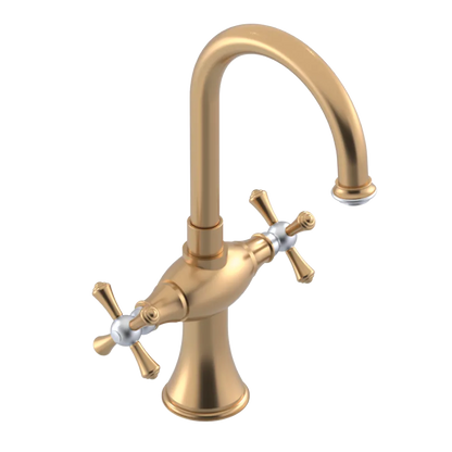 Rubinet Single Hole Dual Handle Lav. Set. (less drain) Satin Gold