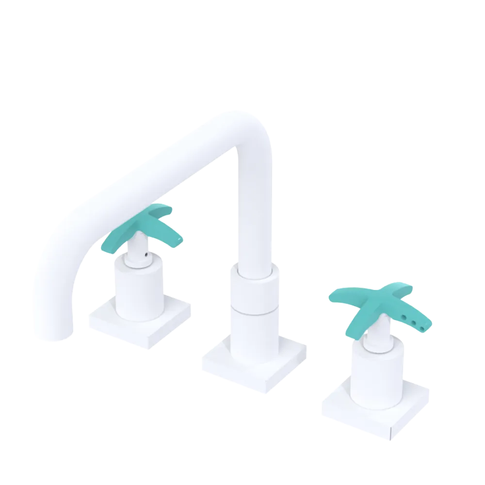 Rubinet Widespread Kitchen Set with Genesis Spout Matt White