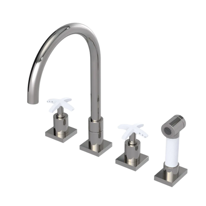 Rubinet Widespread Kitchen Set with Hand Spray Polished Nickel