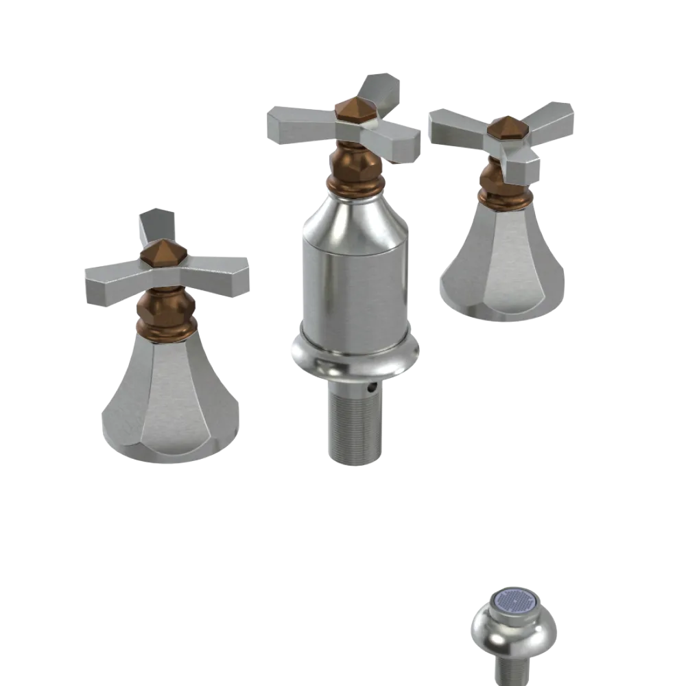 Rubinet Bidet Fitting with Spray, Diverter, and Vacum Breaker (Less Drain) Satin Nickel