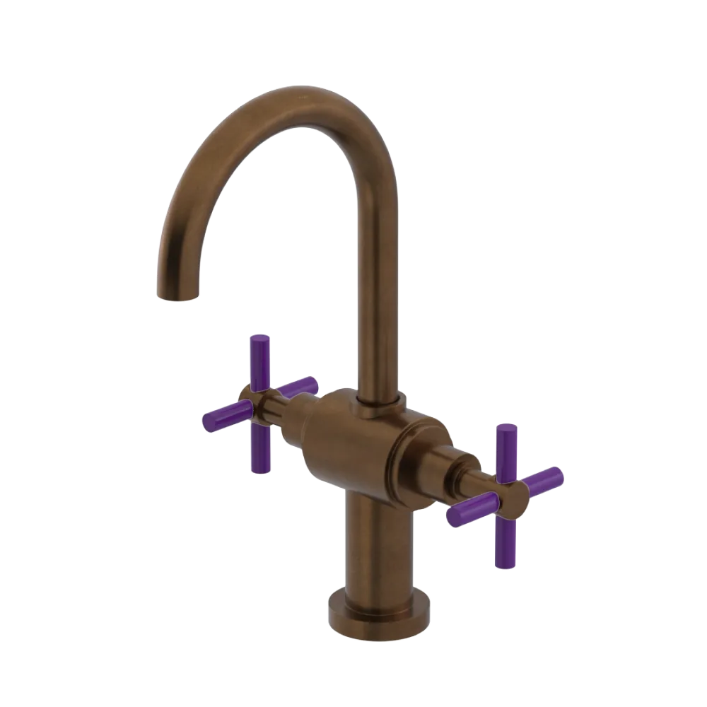 Rubinet Single Hole Dual Handle Lav. Set with LaSalle Spout (less drain) Tuscan Brass