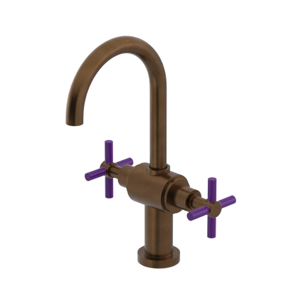Rubinet Single Hole Dual Handle Lav. Set with LaSalle Spout (less drain) Tuscan Brass