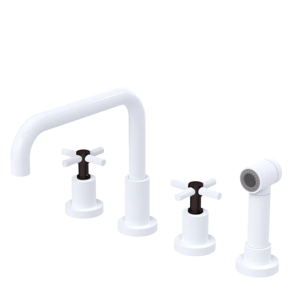 Rubinet Widespread Kitchen Set with Hand Spray White