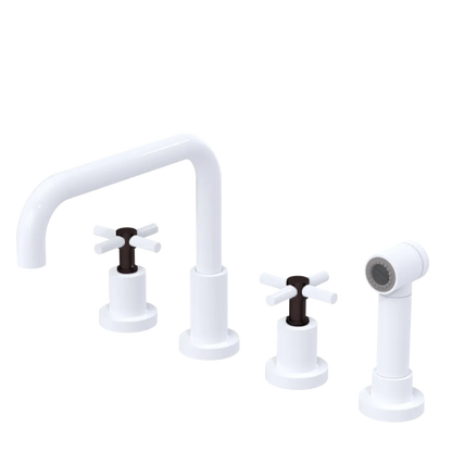Rubinet Widespread Kitchen Set with Hand Spray White