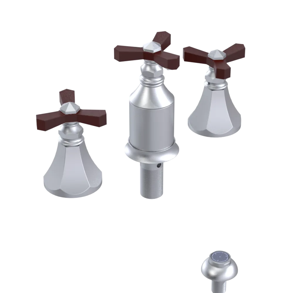 Rubinet Bidet Fitting with Spray, Diverter, and Vacum Breaker (Less Drain) Satin Chrome