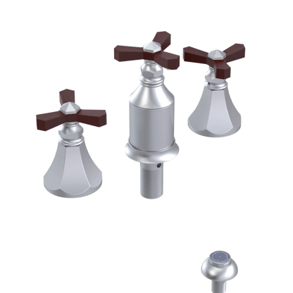 Rubinet Bidet Fitting with Spray, Diverter, and Vacum Breaker (Less Drain) Satin Chrome