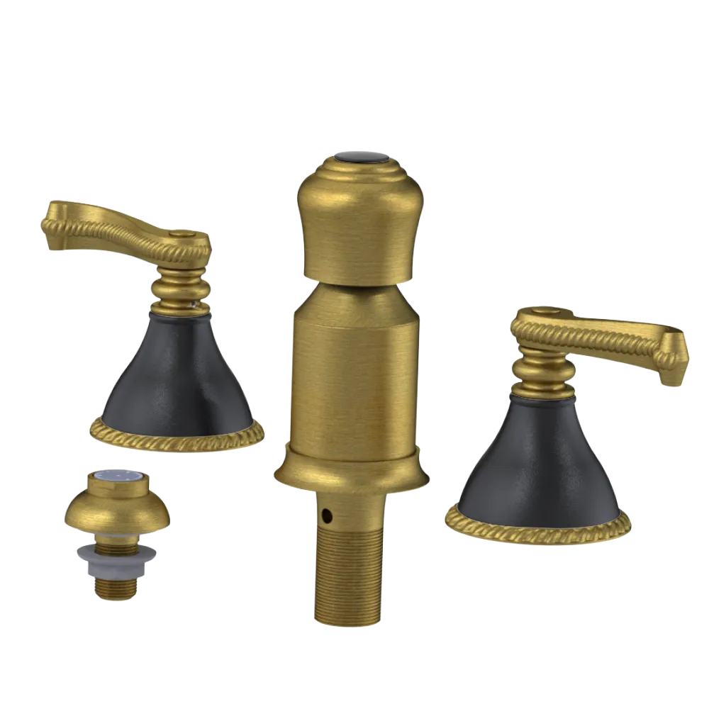 Rubinet Bidet Fitting with Spray, Diverter, and Vacum Breaker (Less Drain) Antique Brass Matt