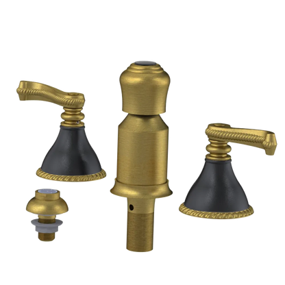 Rubinet Bidet Fitting with Spray, Diverter, and Vacum Breaker (Less Drain) Antique Brass Matt