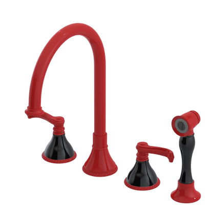 Rubinet Widespread Kitchen Set with Hand Spray Red