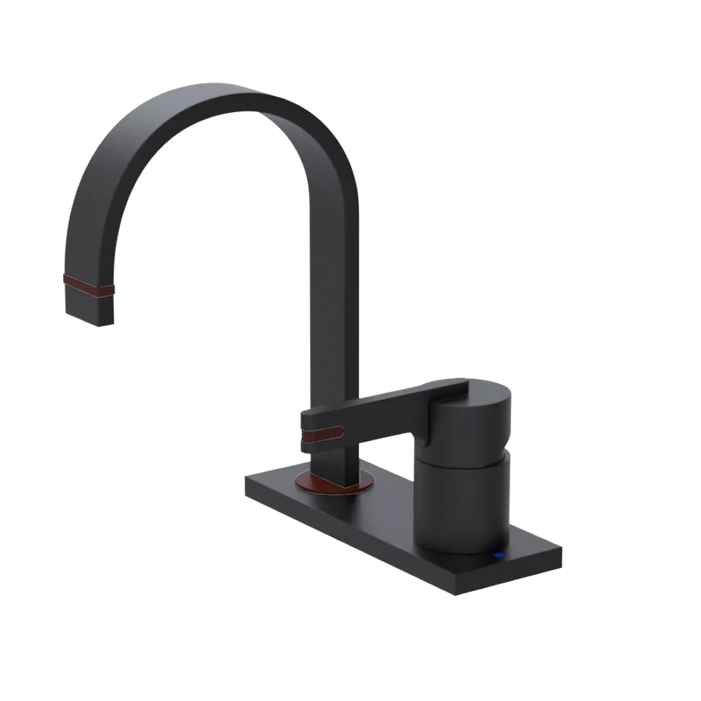 Rubinet 4" Centre Single Control Lav. Set (less drain) Matt Black