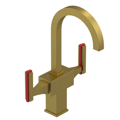 Rubinet Single Hole Dual Handle Lav. Set. (less drain) Antique Brass Matt