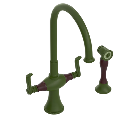 Rubinet Two Handle Single Hole Kitchen Set with Hand Spray Green Envy