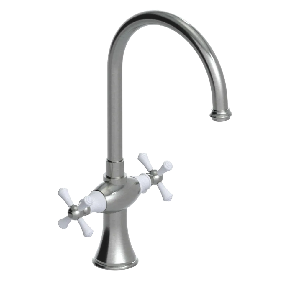 Rubinet Two Handle Single Hole Kitchen Set Satin Nickel