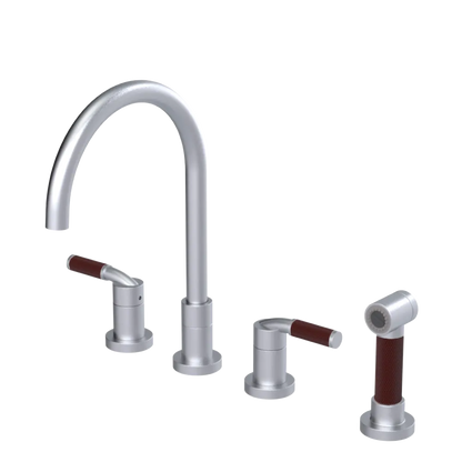 Rubinet Widespread Kitchen Set with Hand Spray Satin Chrome