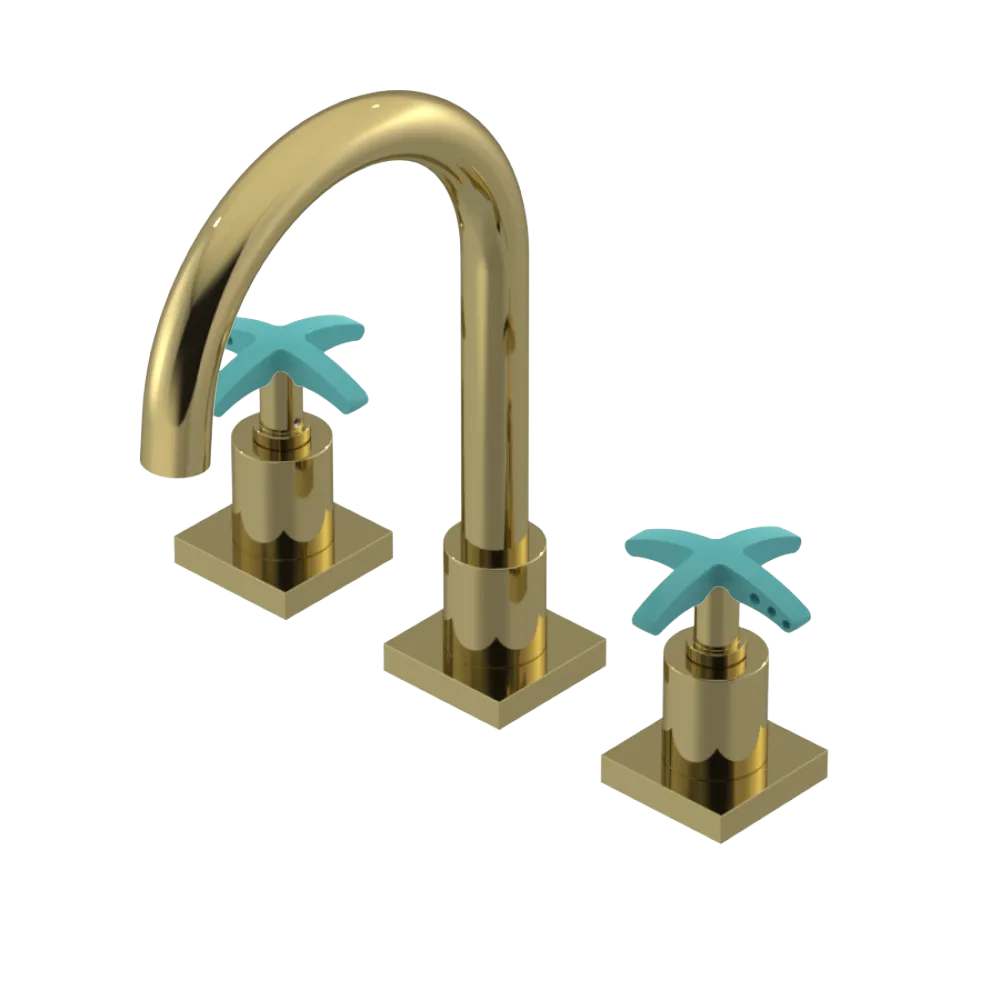 Rubinet Widespread Lav. Set. (less drain) Natural Brass