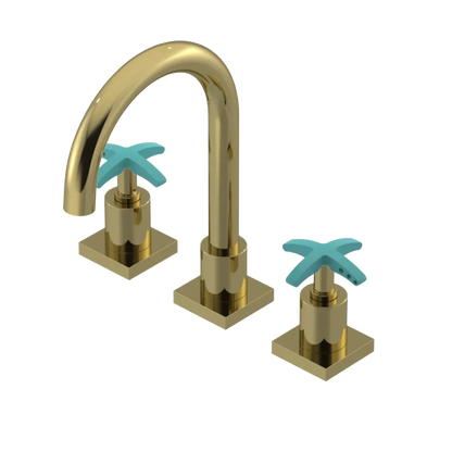 Rubinet Widespread Lav. Set. (less drain) Natural Brass