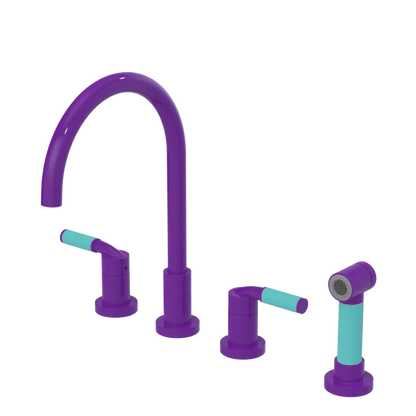 Rubinet Widespread Kitchen Set with Hand Spray Purple Haze