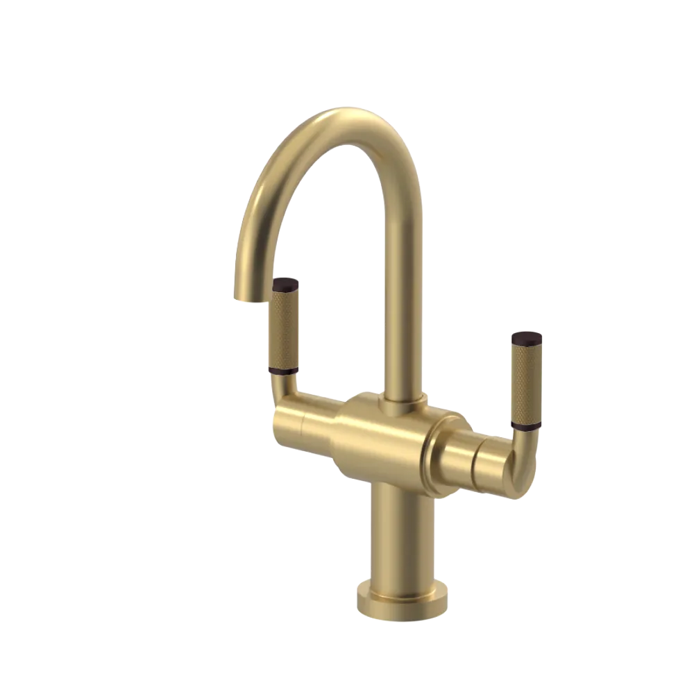 Rubinet Single Hole Dual Handle Lav. Set. (less drain) Satin Brass