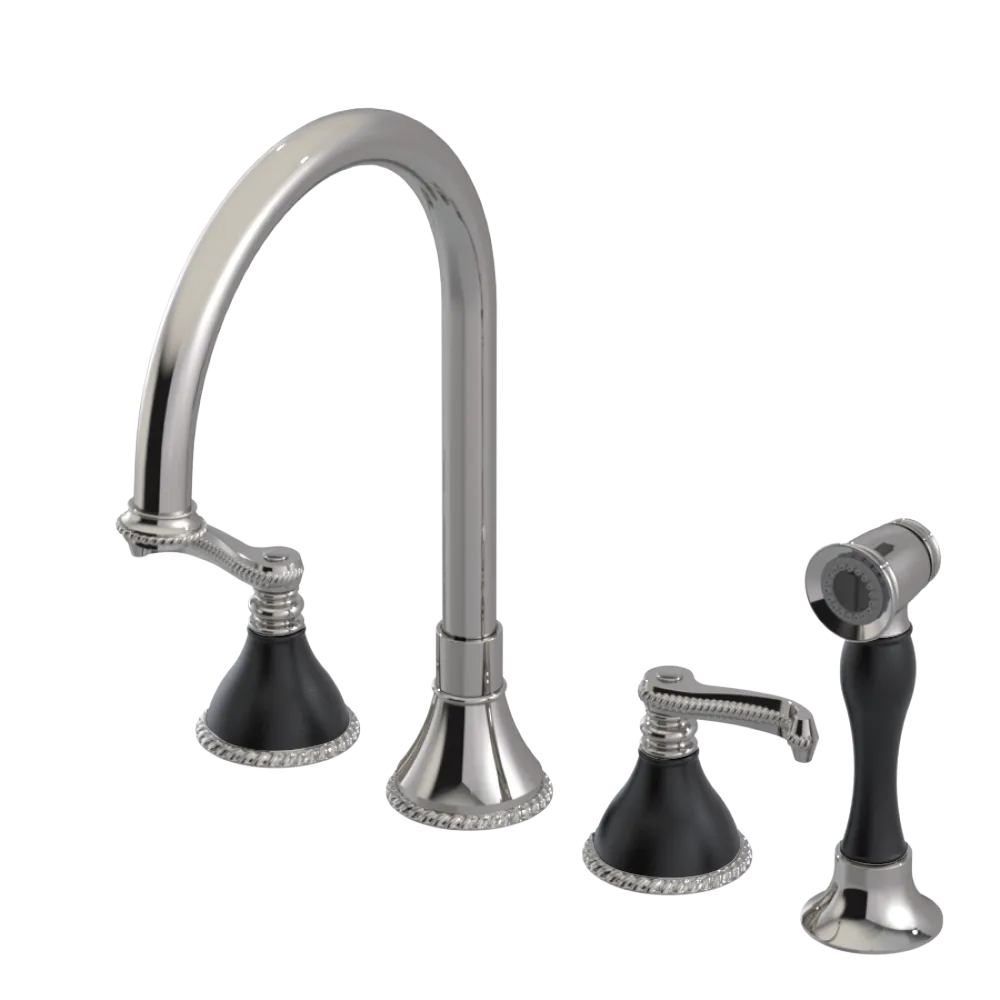 Rubinet Widespread Kitchen Set with Hand Spray Polished Nickel