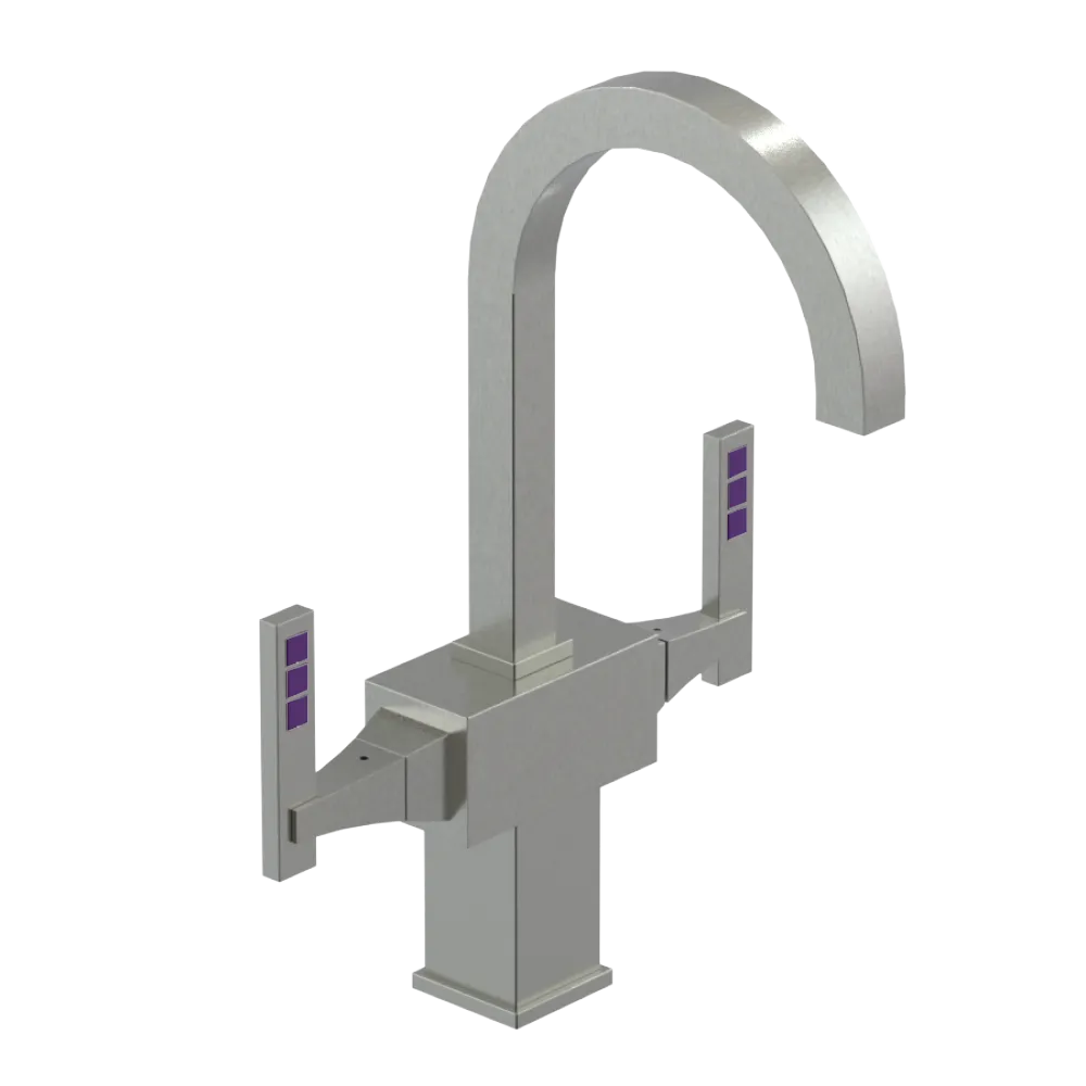 Rubinet Single Hole Dual Handle Lav. Set. (less drain) Satin Nickel