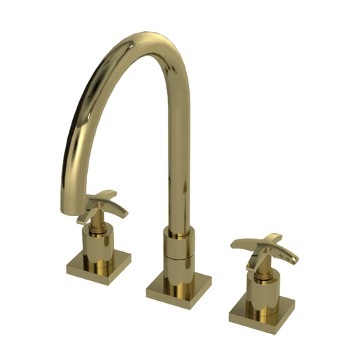 Rubinet Widespread Kitchen Set Natural Brass