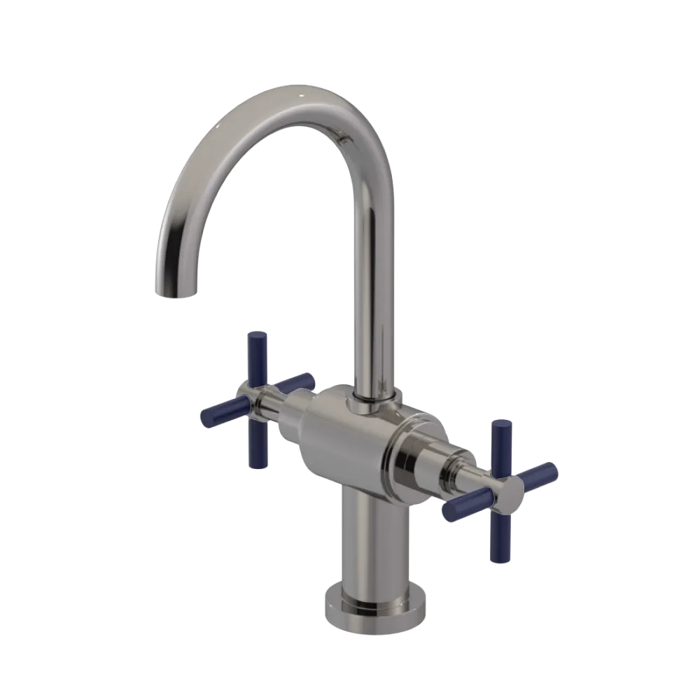 Rubinet Single Hole Dual Handle Lav. Set with LaSalle Spout (less drain) Polished Nickel