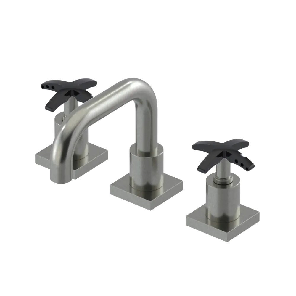 Rubinet Widespread Lav. Set. with Genesis spout (less drain) Satin Nickel