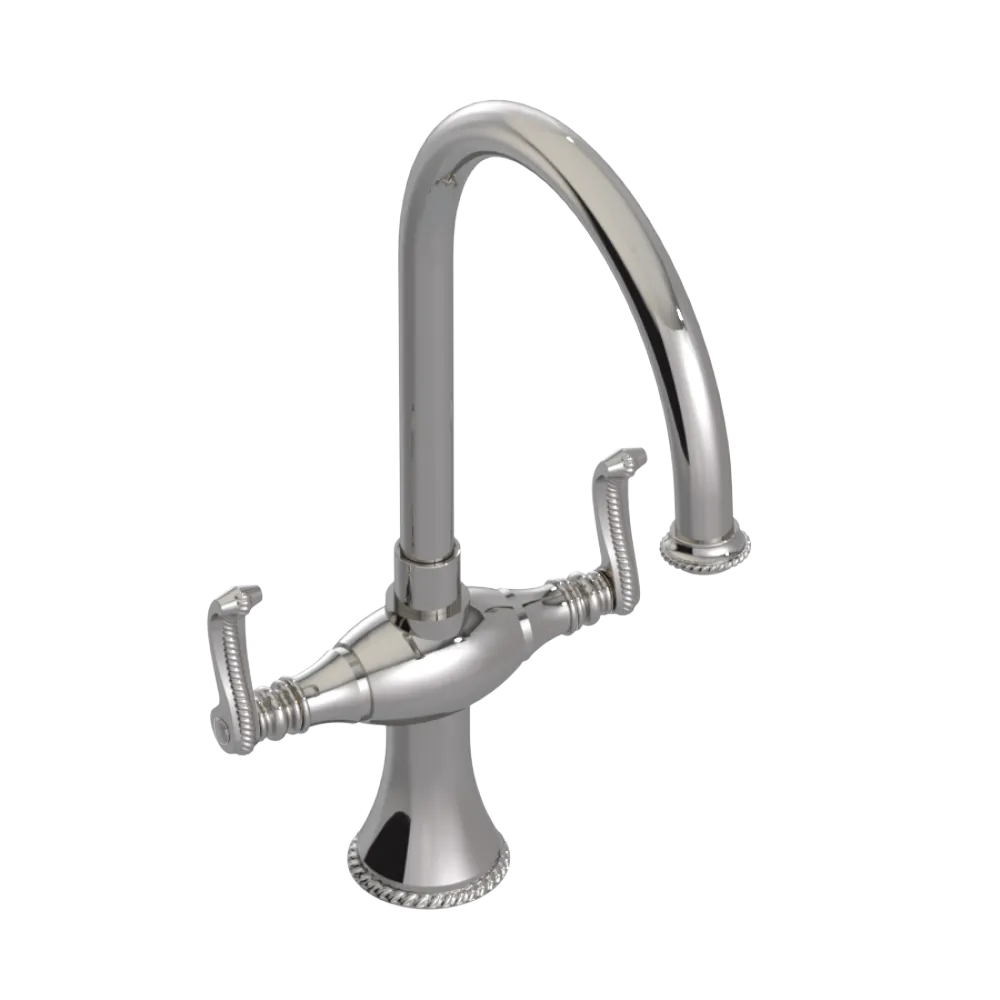 Rubinet Two Handle Single Hole Kitchen Set Polished Nickel