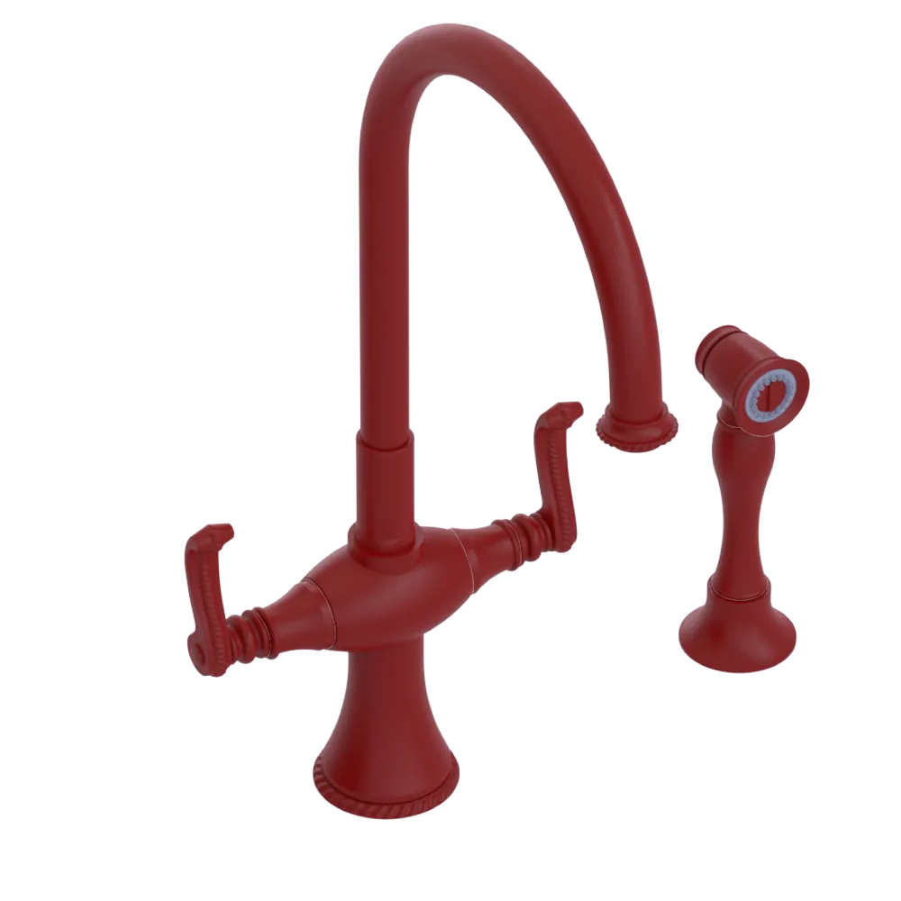 Rubinet Two Handle Single Hole Kitchen Set with Hand Spray Maroon