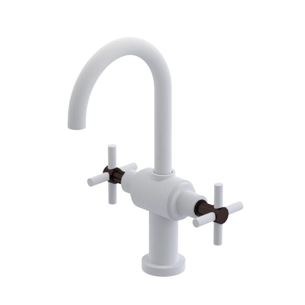 Rubinet Single Hole Dual Handle Lav. Set with LaSalle Spout (less drain) Matt White