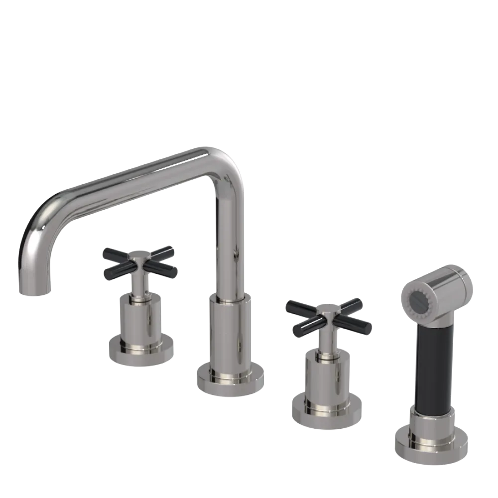 Rubinet Widespread Kitchen Set with Hand Spray Polished Nickel