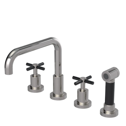 Rubinet Widespread Kitchen Set with Hand Spray Polished Nickel