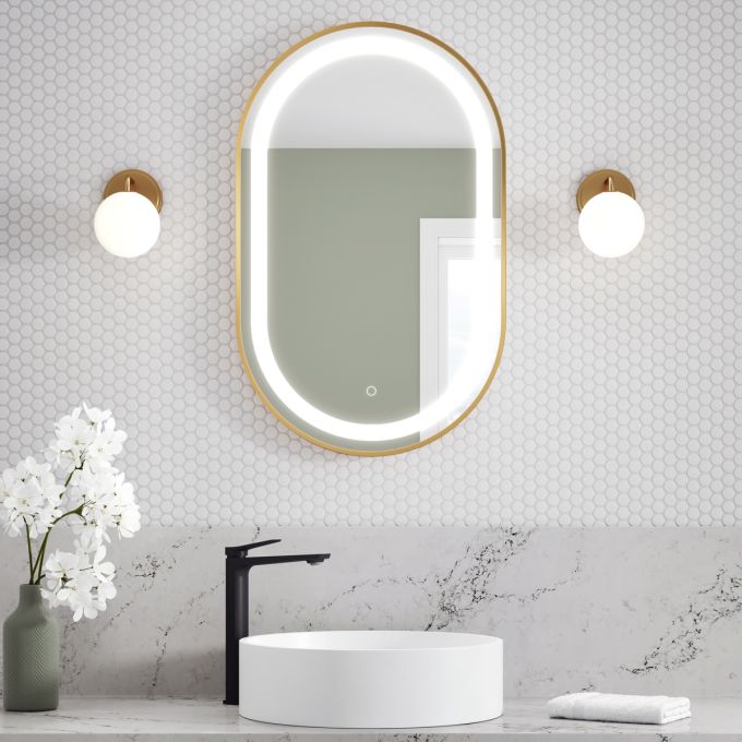 KALIA EFFECTLED-illuminated bathroom mirror - 20" x 32" - Brushed gold