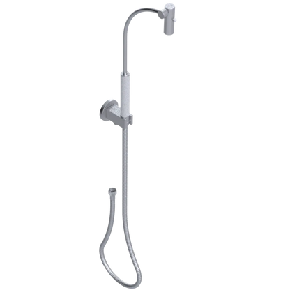 Rubinet Hand Held Shower Bidet with Extended Reach & Dual Function Spray Including Wall Bracket with Supply & Hose (Round) Satin Chrome