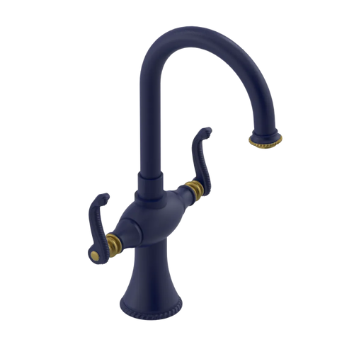 Rubinet Single Hole Dual Handle Lav. Set. (less drain) Midnight Blue