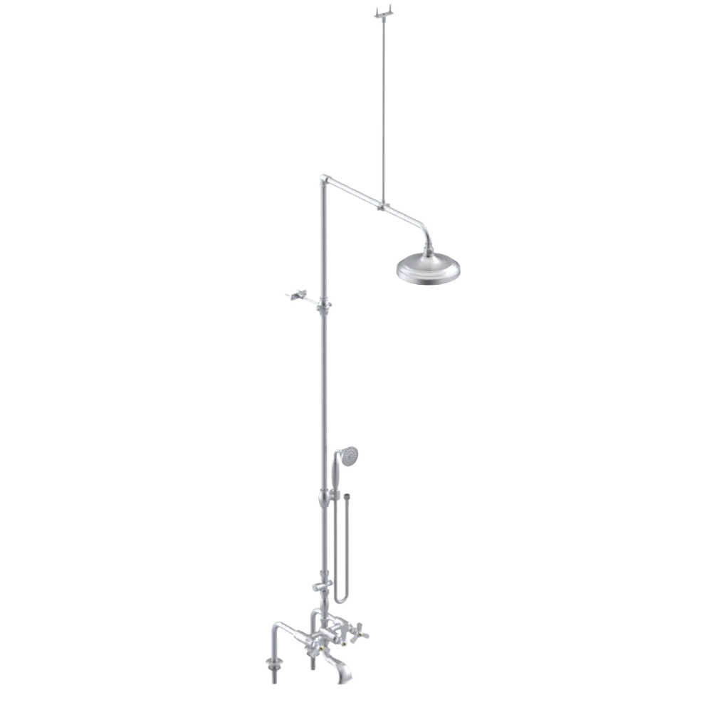 Rubinet Deck Mount Tub & Shower with Hand Held Shower Satin Chrome