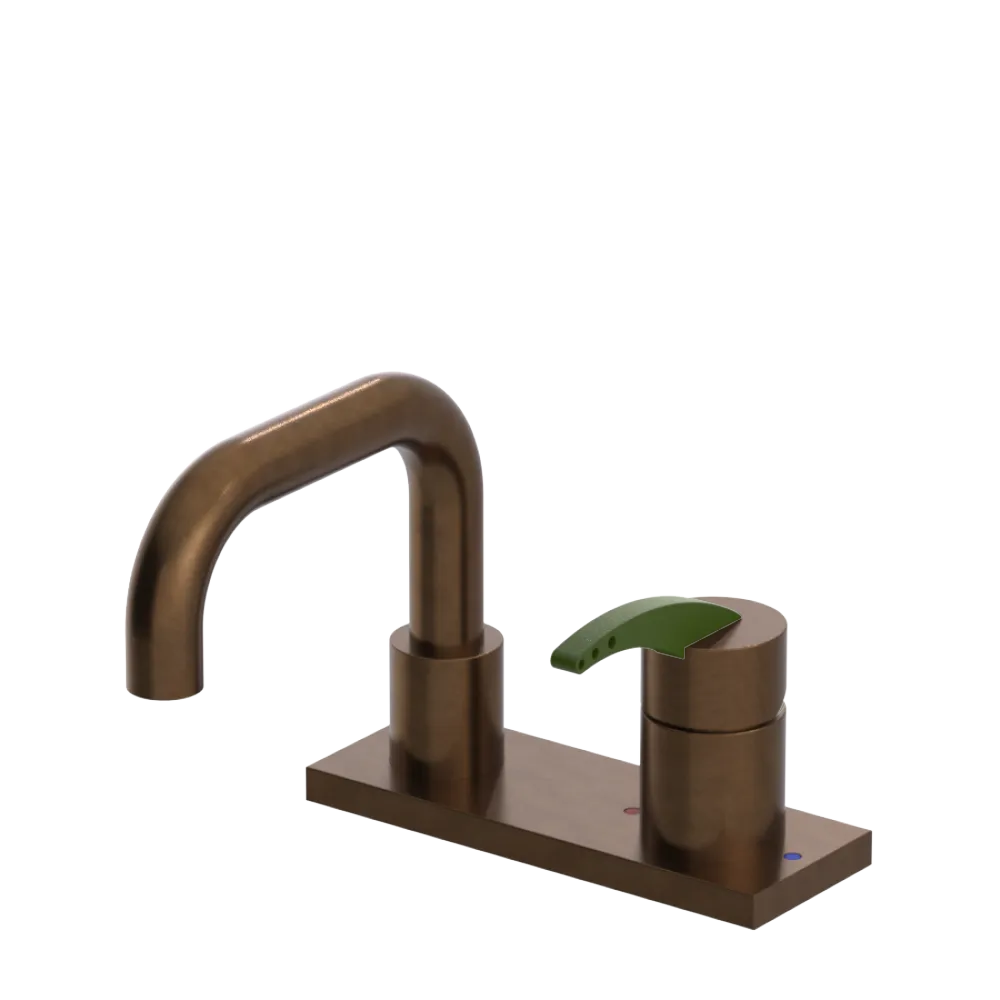 Rubinet 4" Centre Single Control Lav. Set. with Genesis spout (less drain) Tuscan Brass
