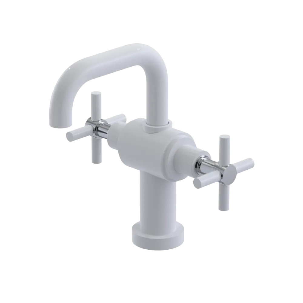Rubinet Single Hole Dual Handle Lav. Set. (less drain) White