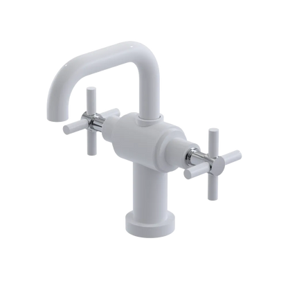 Rubinet Single Hole Dual Handle Lav. Set. (less drain) White