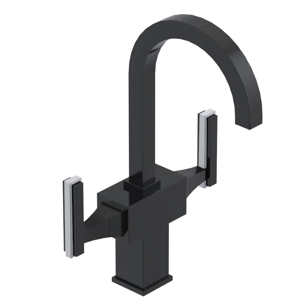 Rubinet Single Hole Dual Handle Lav. Set. (less drain) Black