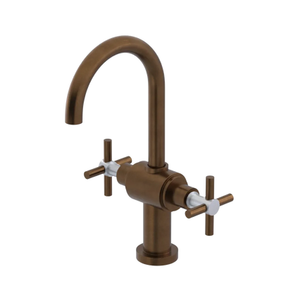 Rubinet Single Hole Dual Handle Lav. Set with LaSalle Spout (less drain) Tuscan Brass